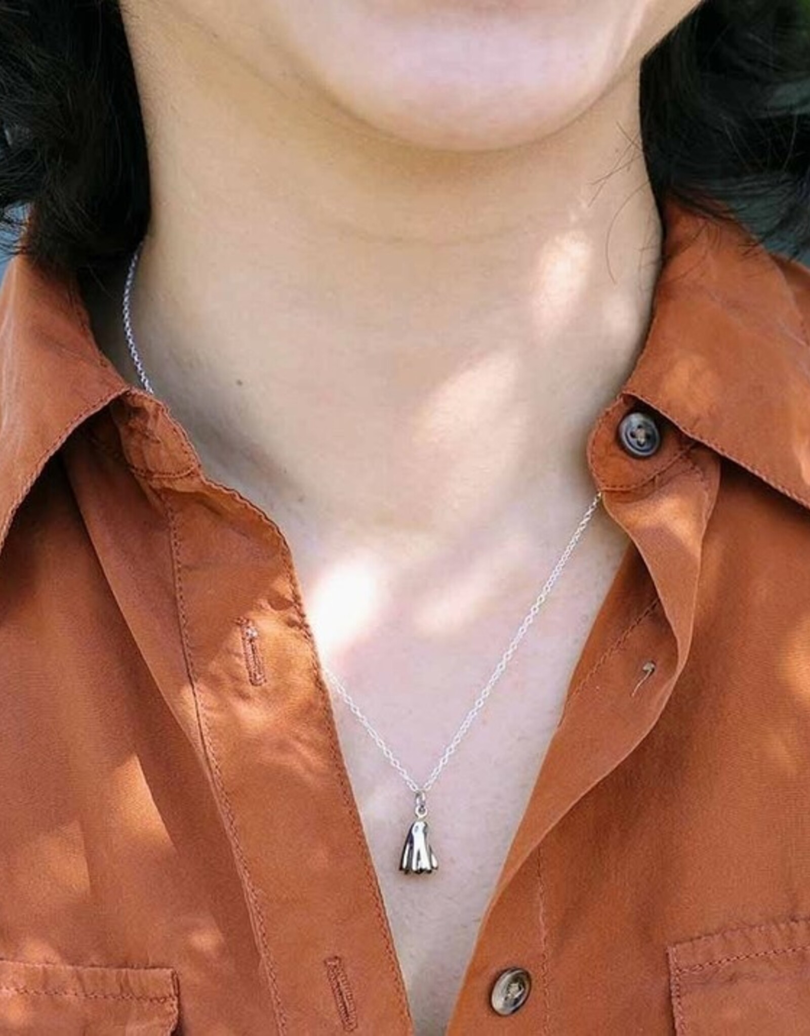 3D Ghost Charm Necklace 18 Inch | Sterling Silver