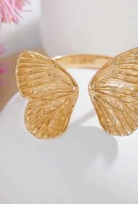 Adjustable Dimensional Butterfly Wings Ring | Bronze