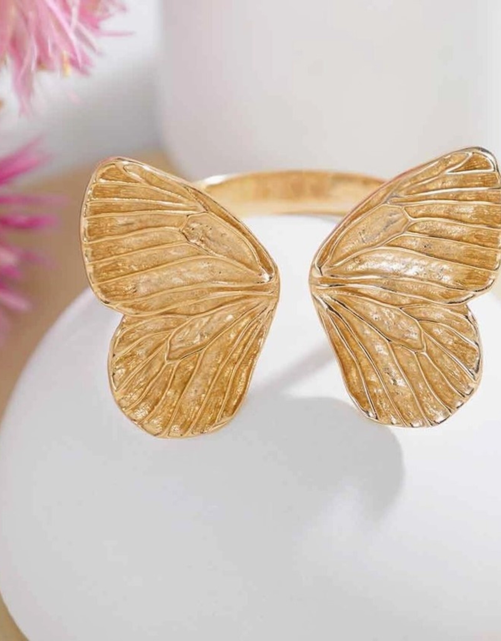 Adjustable Dimensional Butterfly Wings Ring | Bronze