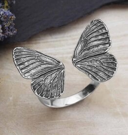 Adjustable Dimensional Butterfly Wings Ring | Sterling Silver