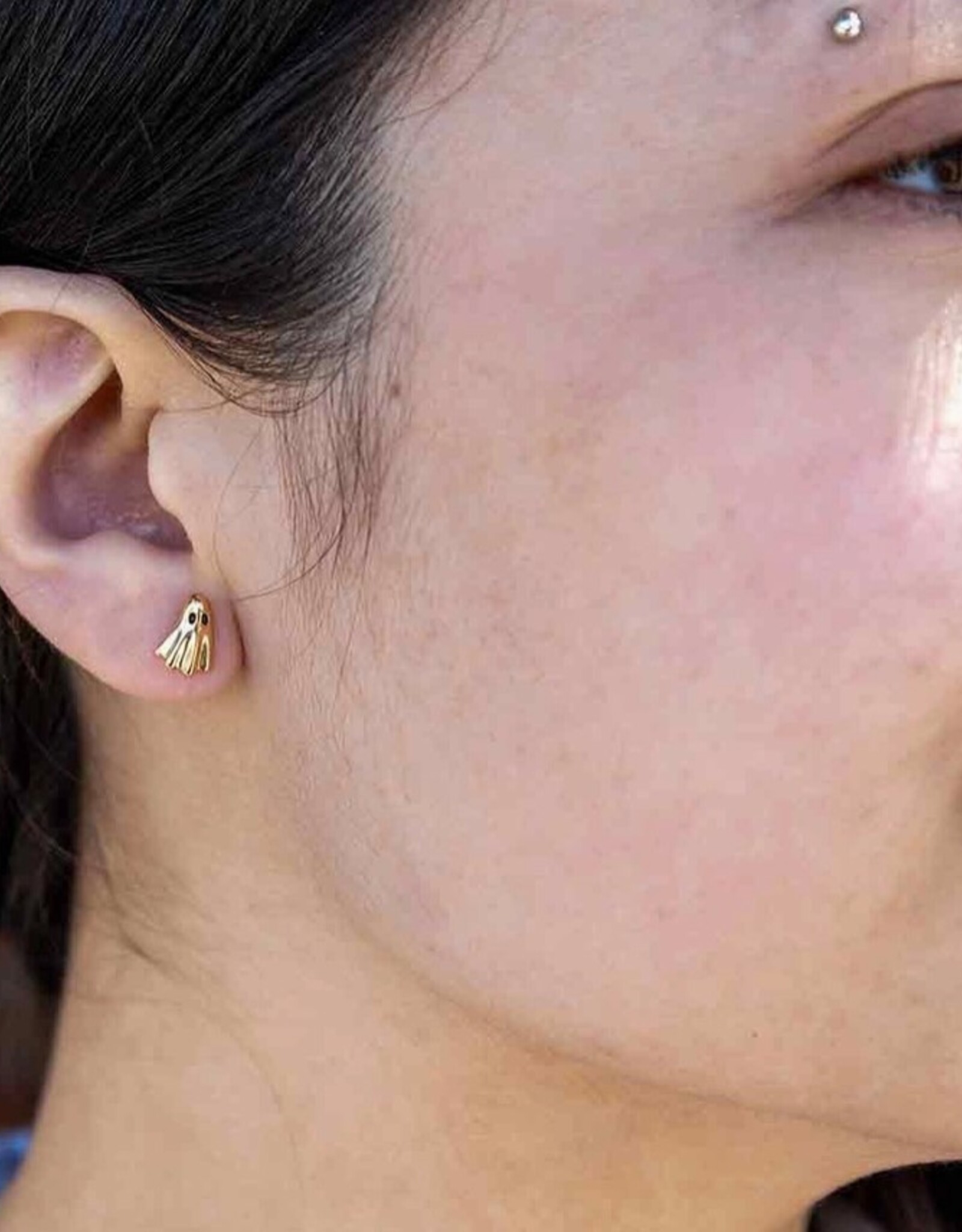 Bronze 3D Ghost Post Earrings 9x7mm | Bronze