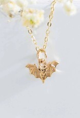 Bronze Mini Bat Necklace with Gold Fill Chain