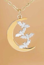 Bronze Moon Necklace with Bats On Gold Fill Chain Bronze Moon Necklace with Bats On Gold Fill Chain