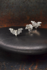 Detailed Bat Post Earrings 6x10mm | Recycled Sterling Silver