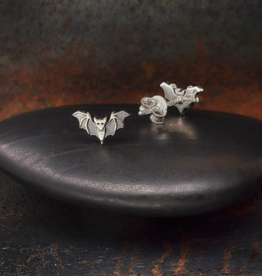 Detailed Bat Post Earrings 6x10mm | Recycled Sterling Silver