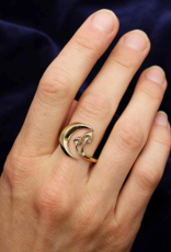 Moon and Mushroom Adjustable Ring | Bronze