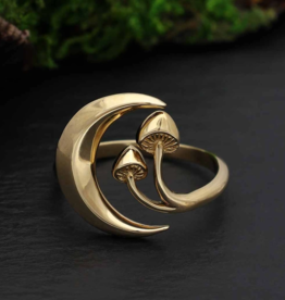 Moon and Mushroom Adjustable Ring | Bronze