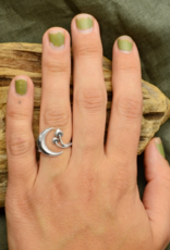 Moon and Mushroom Adjustable Ring | Sterling Silver