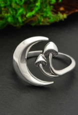Moon and Mushroom Adjustable Ring | Sterling Silver