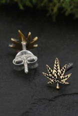 Pot Leaf Post Earrings 7x7mm | Bronze