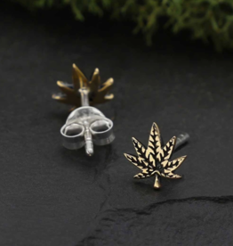 Pot Leaf Post Earrings 7x7mm | Bronze