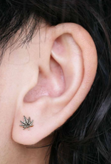Pot Leaf Post Earrings 7x7mm | Recycled Sterling Silver