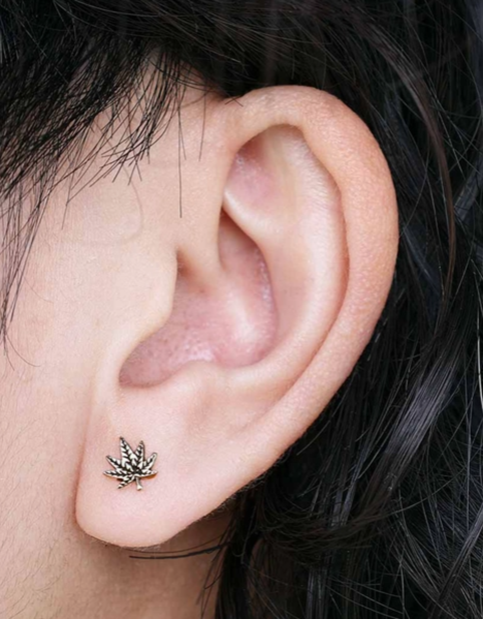 Pot Leaf Post Earrings 7x7mm | Recycled Sterling Silver