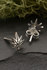 Pot Leaf Post Earrings 7x7mm | Recycled Sterling Silver