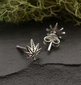 Pot Leaf Post Earrings 7x7mm | Recycled Sterling Silver