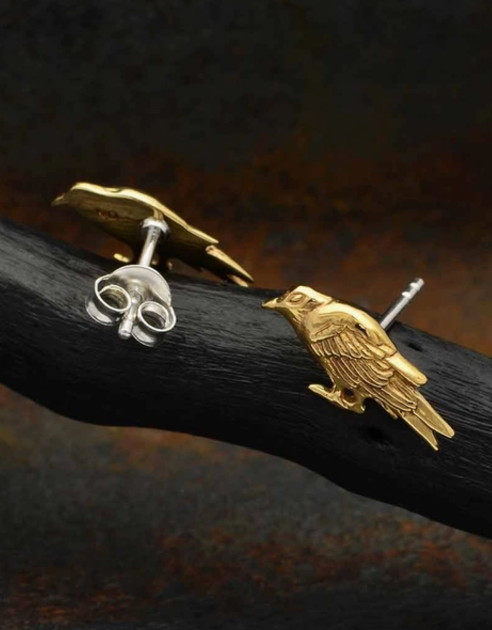 Raven Post Earrings 7x15mm | Bronze