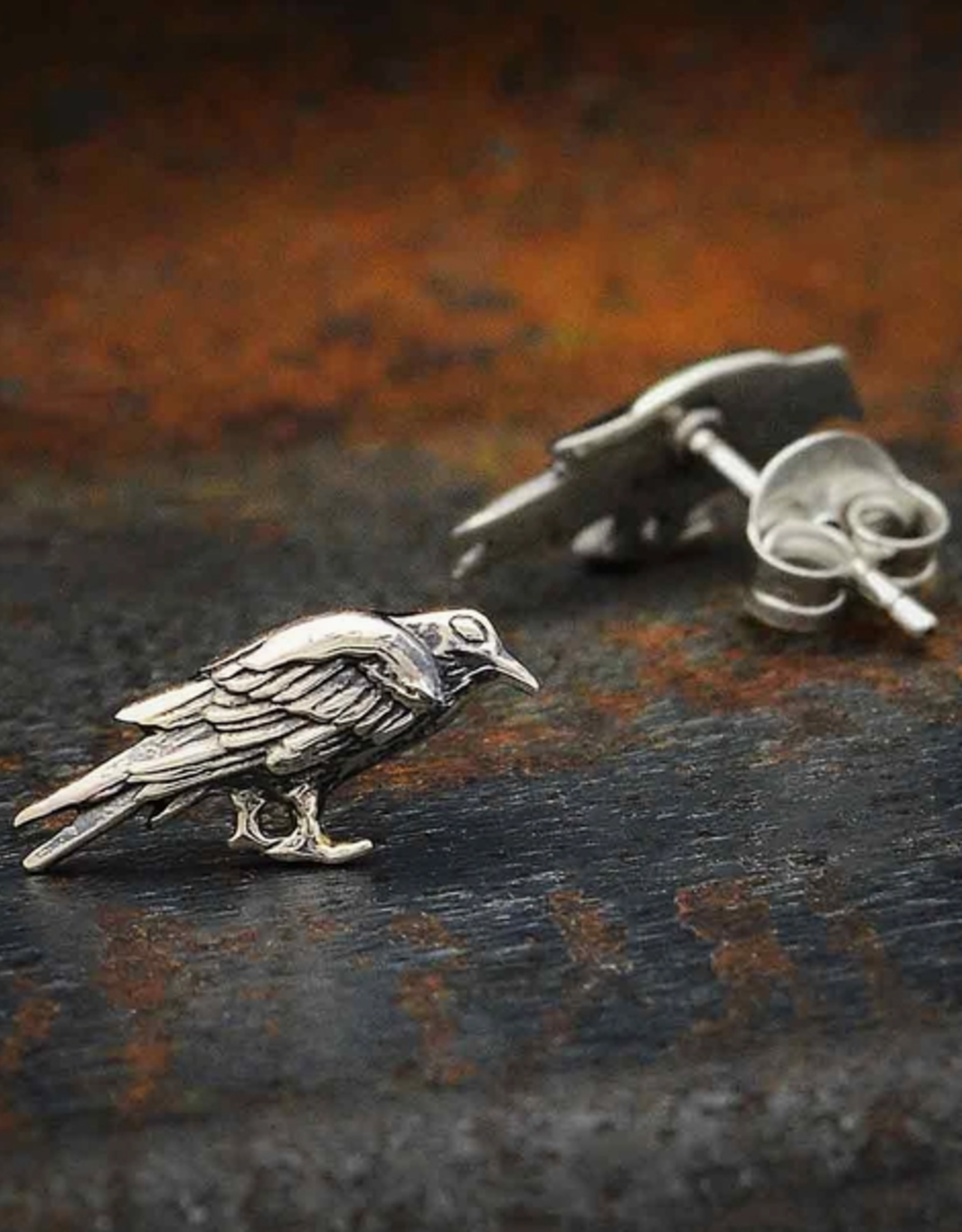 Raven Post Earrings 7x15mm | Sterling Silver