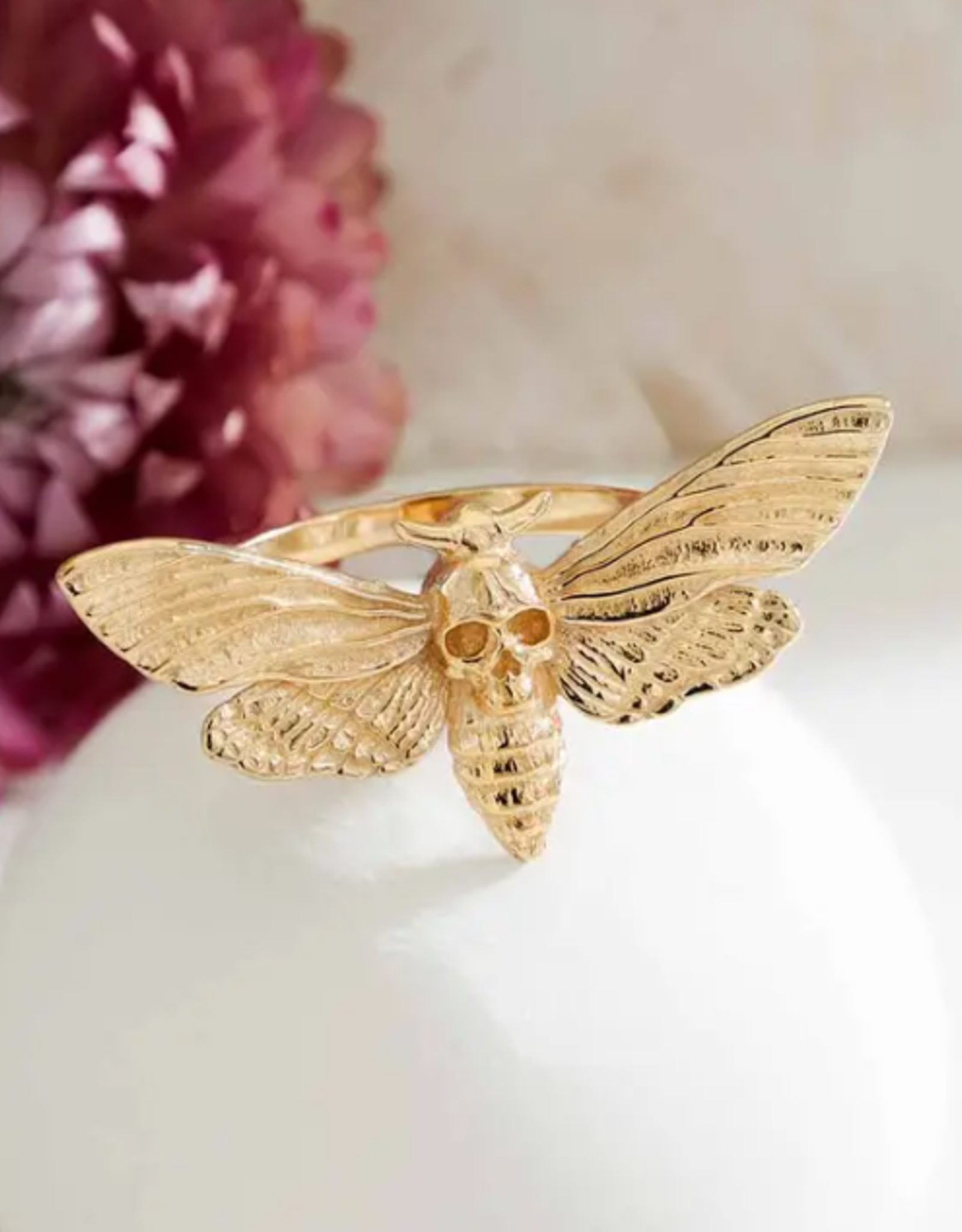 Realistic Deaths Head Moth Ring | Bronze |