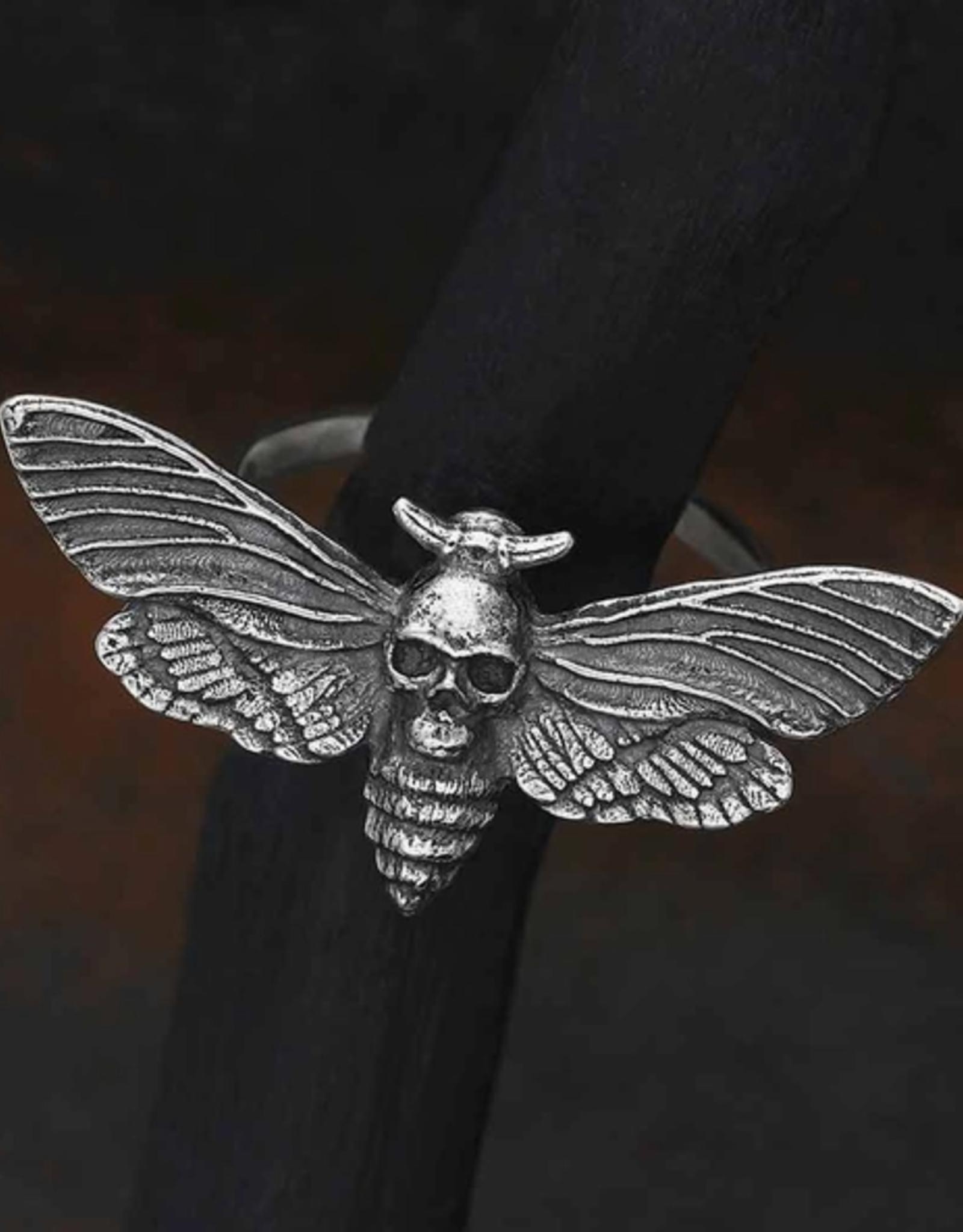 Realistic Deaths Head Moth Ring | Sterling Silver