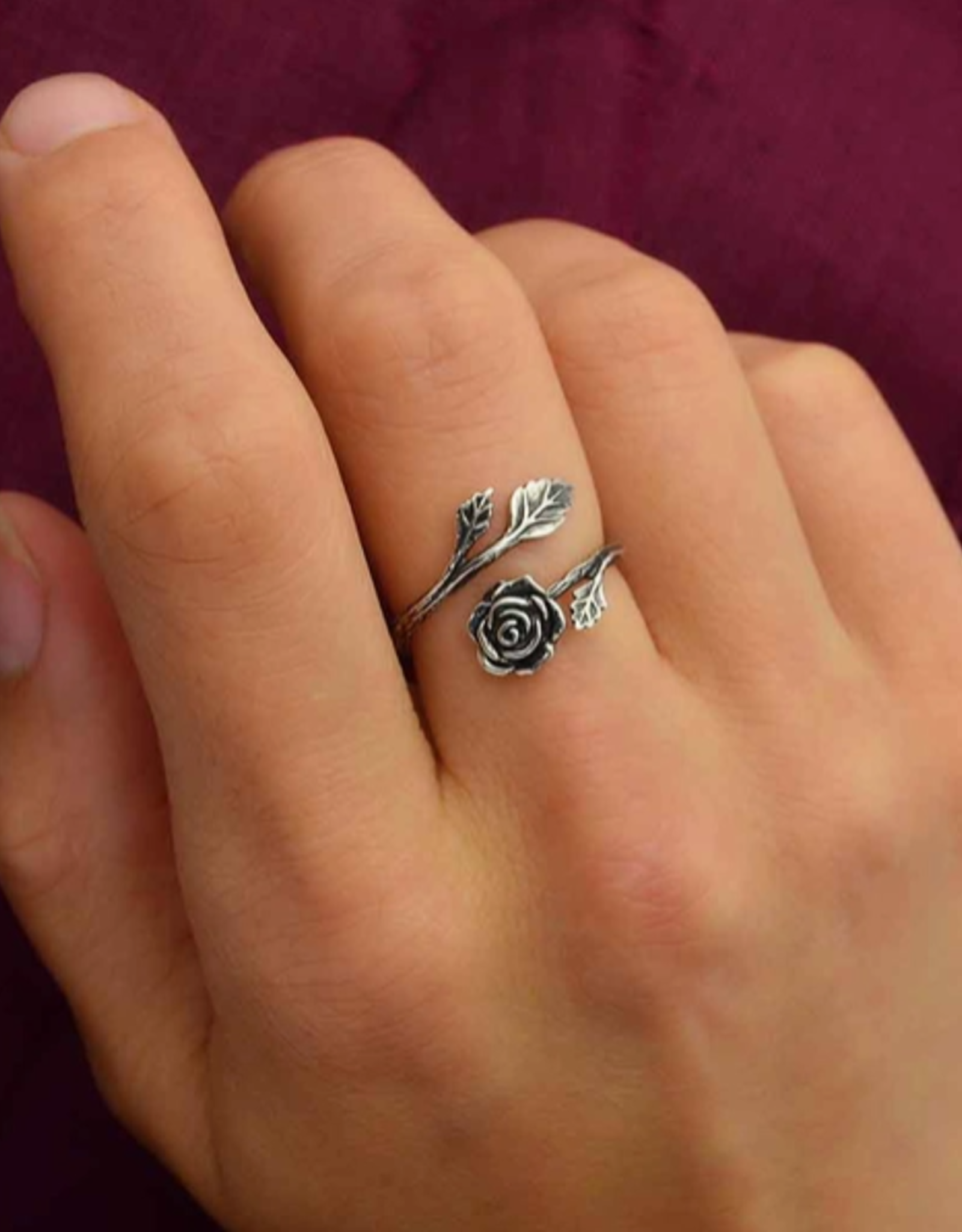 Rose Adjustable Ring | Sterling Silver
