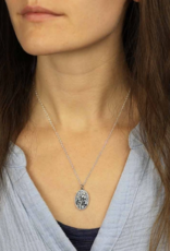 Sterling Silver 18 Inch Oval Mushroom Charm Necklace