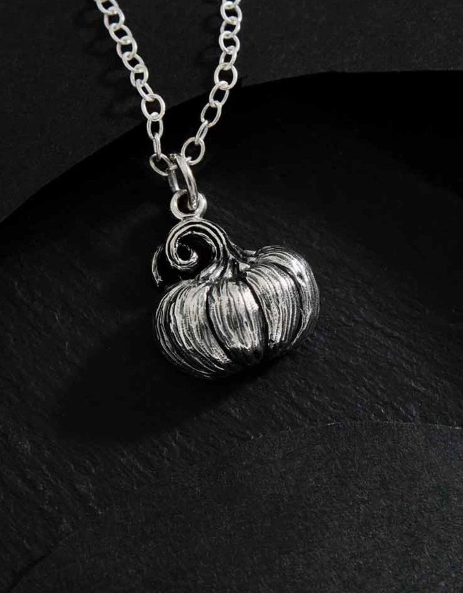 Sterling Silver 18 Inch Pumpkin Charm Necklace