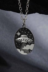 Sterling Silver 18 Inch Ufo in Clouds Necklace