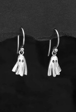 Sterling Silver 3D Ghost Dangle Earrings 25x8mm