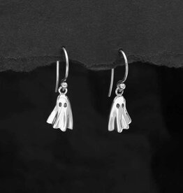 Sterling Silver 3D Ghost Dangle Earrings 25x8mm