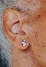 Sterling Silver 3D Ghost Post Earrings 9x7mm