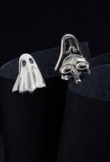 Sterling Silver 3D Ghost Post Earrings 9x7mm