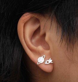 Sterling Silver 4 Mismatched Alien Invasion Post Earring Set