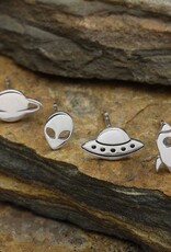 Sterling Silver 4 Mismatched Alien Invasion Post Earring Set