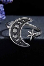 Sterling Silver Adjustable Moon Phase Ring