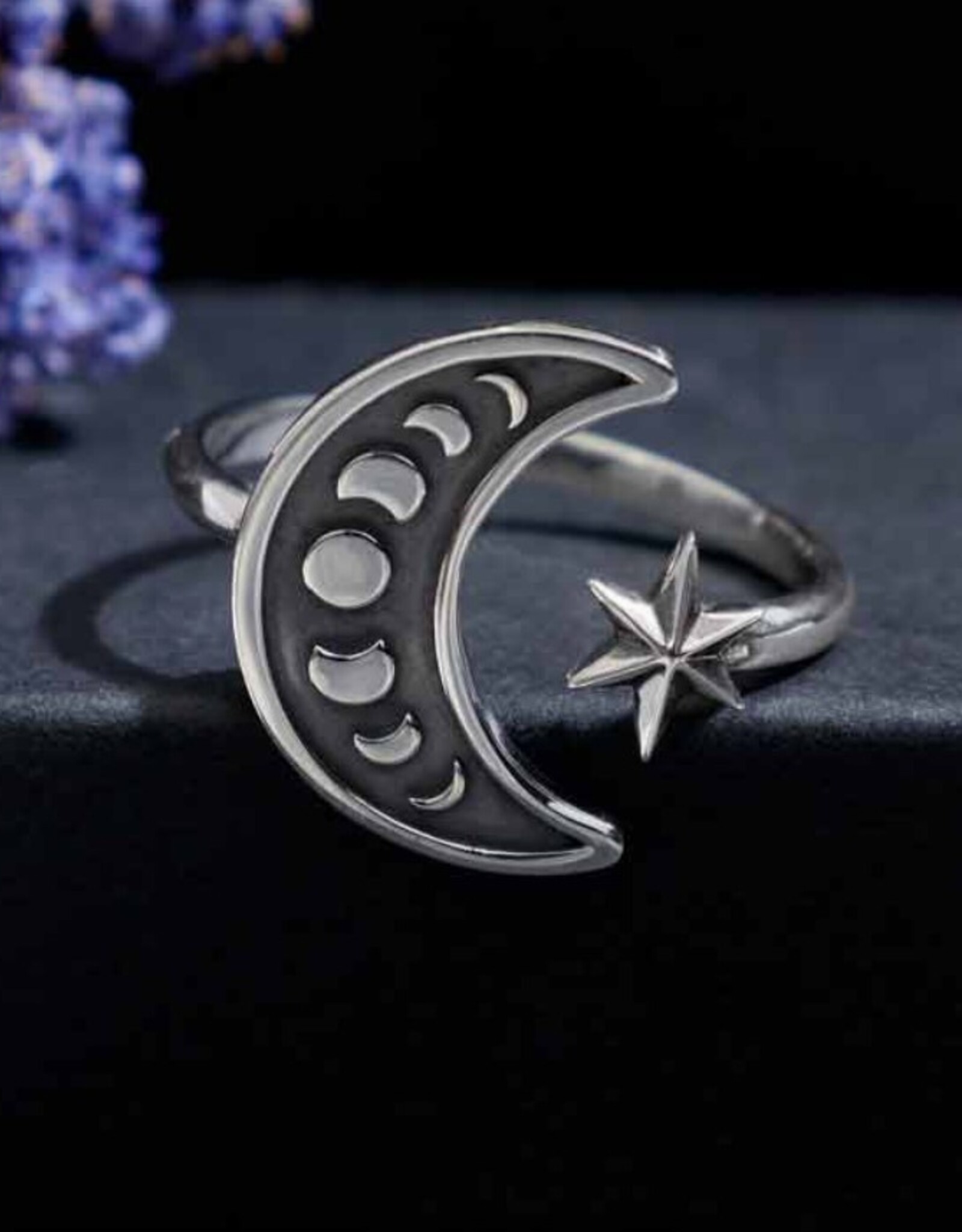 Sterling Silver Adjustable Moon Phase Ring