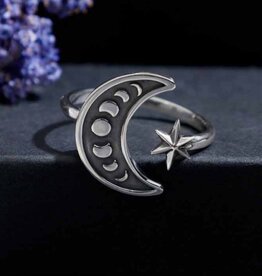 Sterling Silver Adjustable Moon Phase Ring
