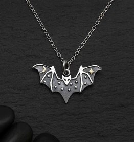 Sterling Silver Bat Necklace with Bronze 18 Inch