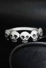Sterling Silver Five Skull Ring |