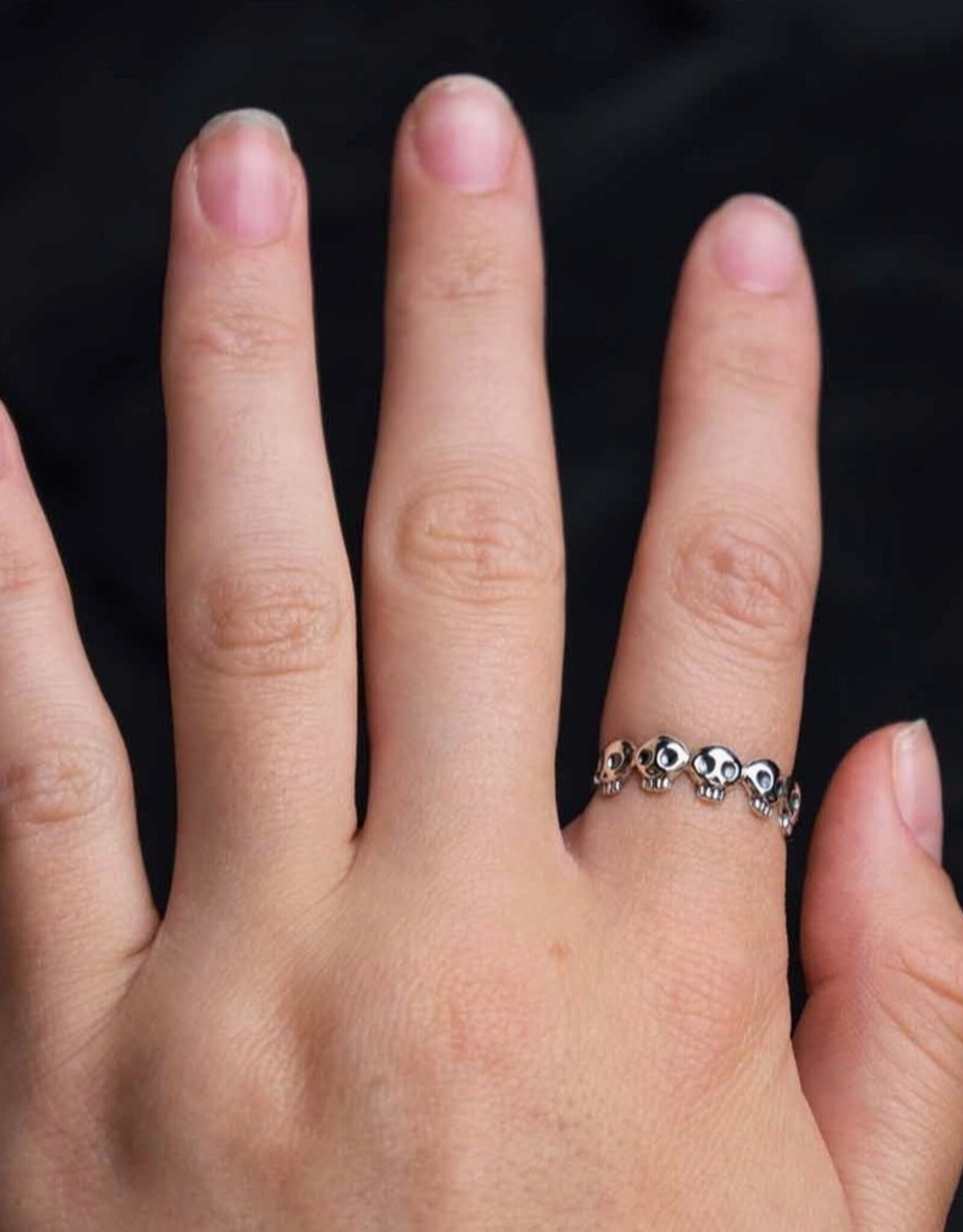 Sterling Silver Five Skull Ring |
