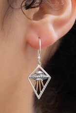 Sterling Silver Flying Saucer Dangle Earrings with Bronze