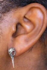 Sterling Silver Hummingbird Skull Post Earrings 20x7mm