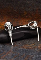 Sterling Silver Hummingbird Skull Post Earrings 20x7mm