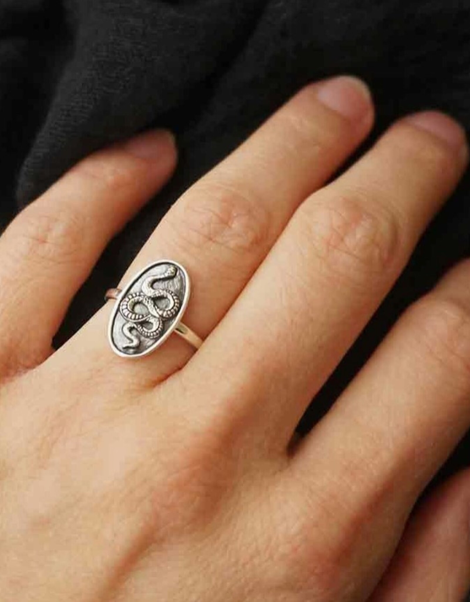Sterling Silver Oval Snake Ring |