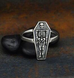 Sterling Silver Skeleton Coffin Ring |