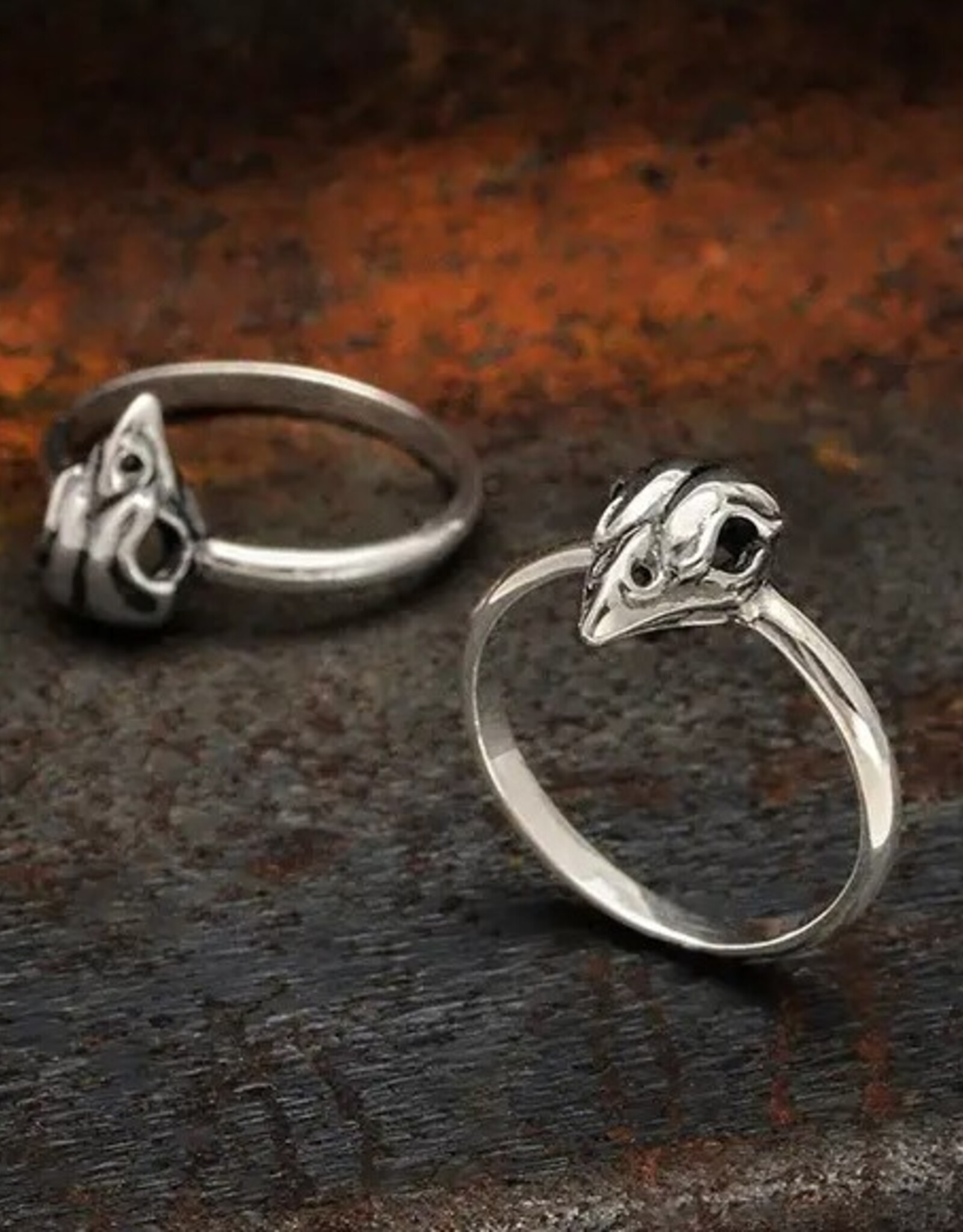 Sterling Silver Small Bird Skull Ring |
