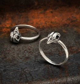Sterling Silver Small Bird Skull Ring |