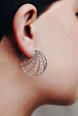 Sterling Silver Spiderweb Hoop Earrings 26x26mm | Sterling Silver