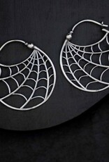 Sterling Silver Spiderweb Hoop Earrings 26x26mm | Sterling Silver