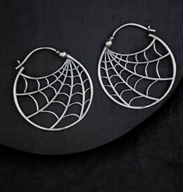 Sterling Silver Spiderweb Hoop Earrings 26x26mm | Sterling Silver