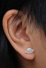 Sterling Silver Ufo Post Earrings 6x11mm